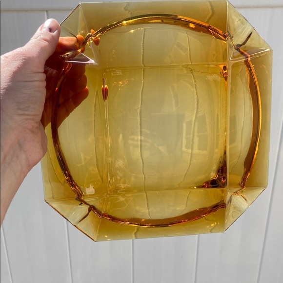 Vintge art glass  heavy MCM amber / honey ashtray - Picture 3 of 7